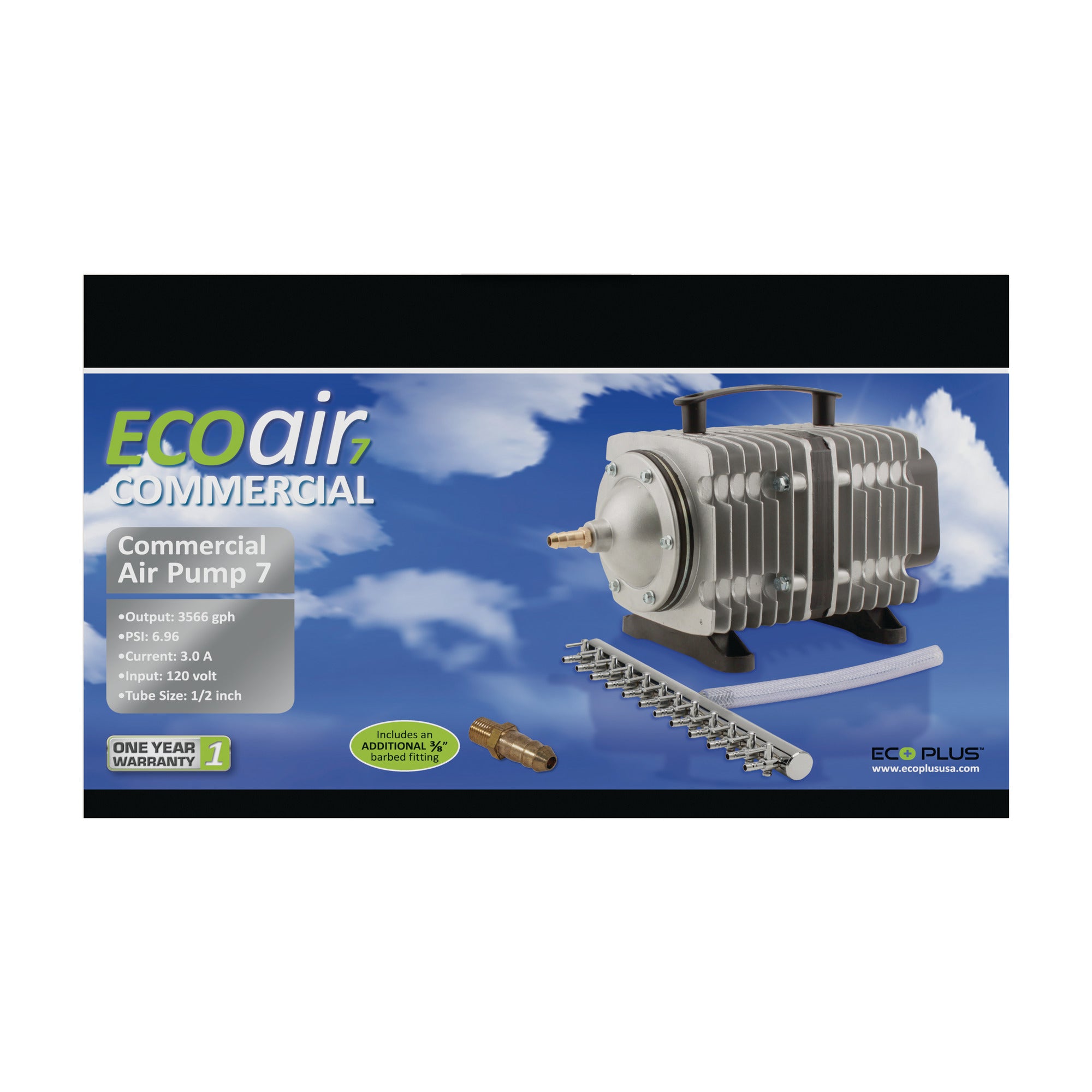 EcoPlus ECOair7 Commercial Grade Air Pump 200 Watt， 3566 GPH