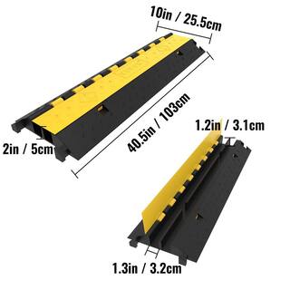 VEVOR 40.5 in. x 10 in. x 2 in. Clamshell Cable Organizers 2-Channel Speed Bump 22000 lbs. Load Cable Protector Ramp 4-Pack GXB4TZ1000X250X50V0