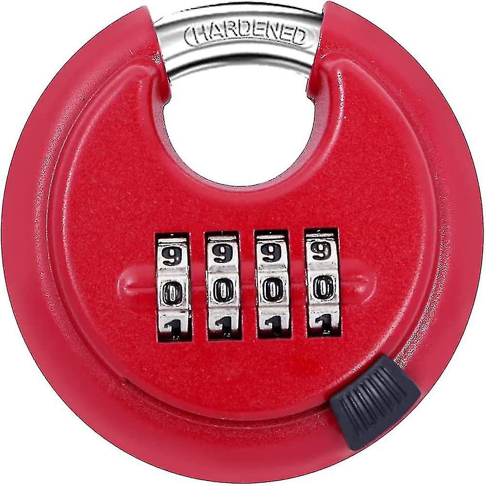 4 Digit Combination Disc Padlock With Hardened Steel Shackle Silver Lock For Sheds， Storage Unit， Gym And Fence (25/64