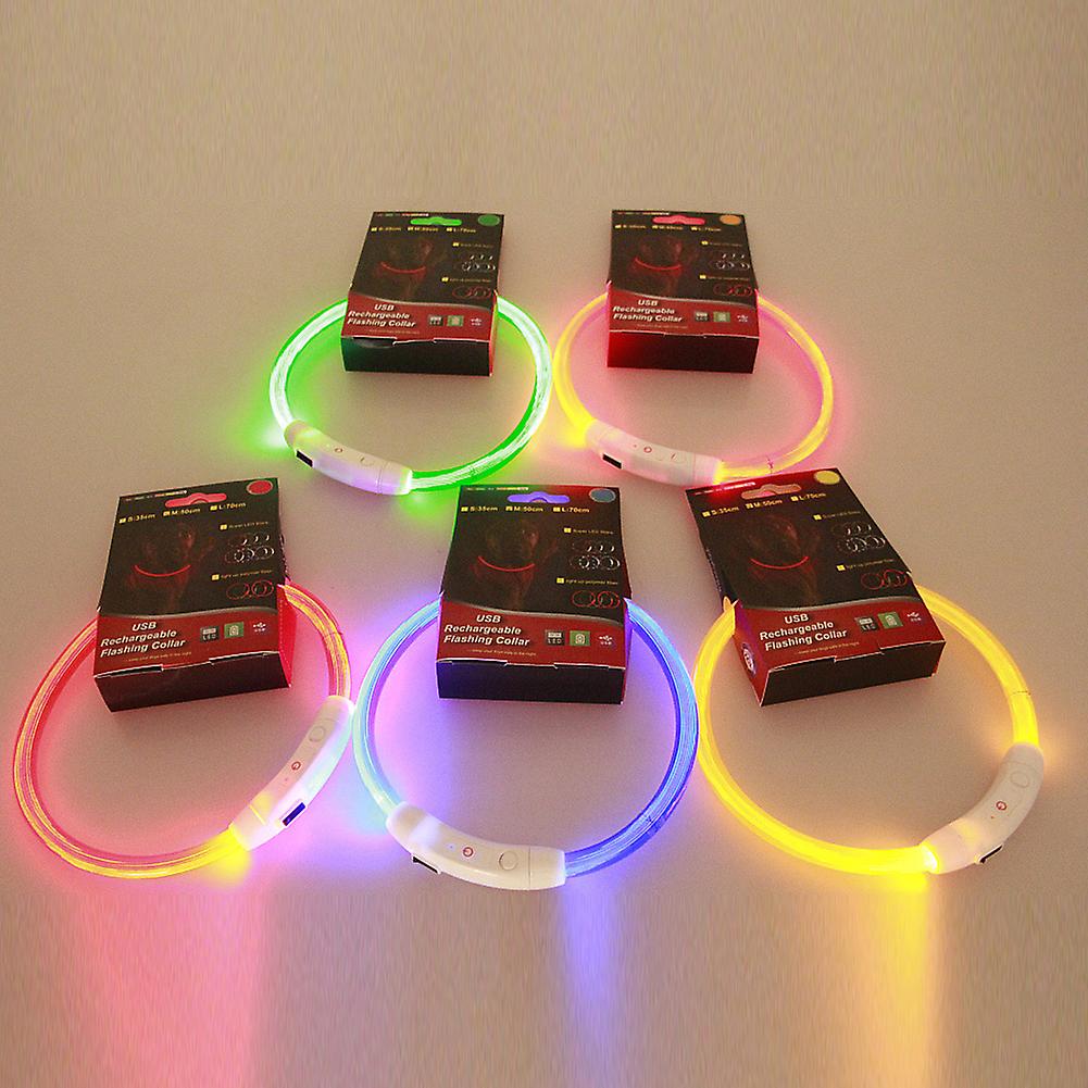 Usb Charging Version Led Pet Flashing Light Dog Collar Luminous Big Medium And Small Dogs Dog Collar Dog Chain Red Light Fiber Section 35cm Red Light