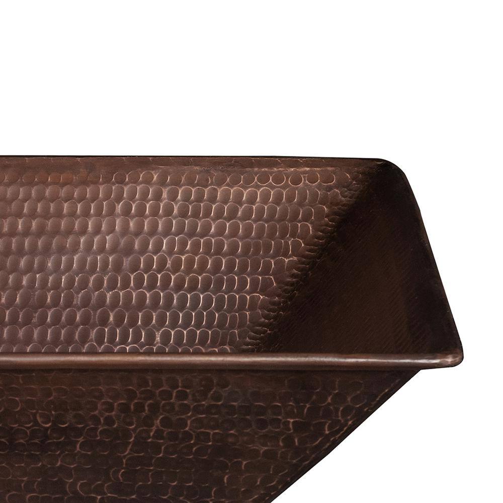 Premier Copper Products Rectangle 17 in. Wired Rim Hammered Copper Vessel Sink in Oil Rubbed Bronze VREC17WDB