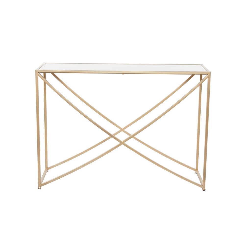 Gold Metal Contemporary Console Table   42 x 15 x 30