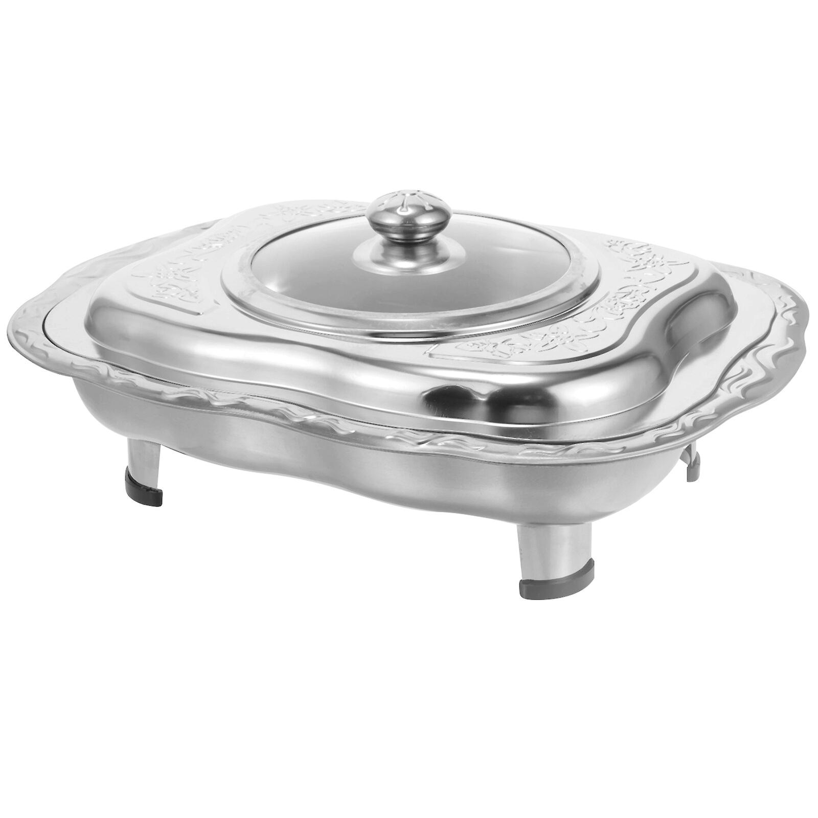 Stainless Steel Buffet Pan Heat-resistant Food Basin Canteen Food Container Pan Buffet Basin