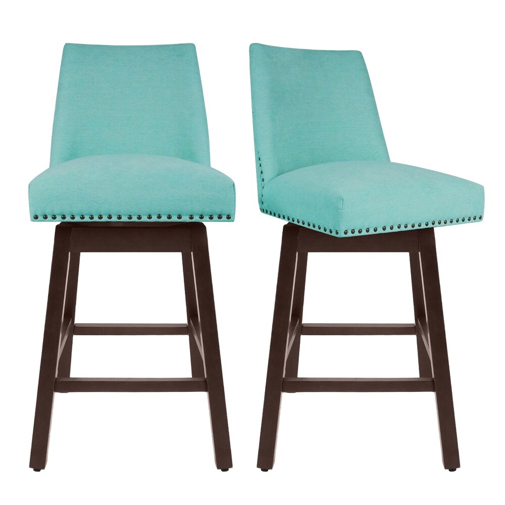 360 Degrees Swivel Upholstered Seat Bar Chairs Set of 2