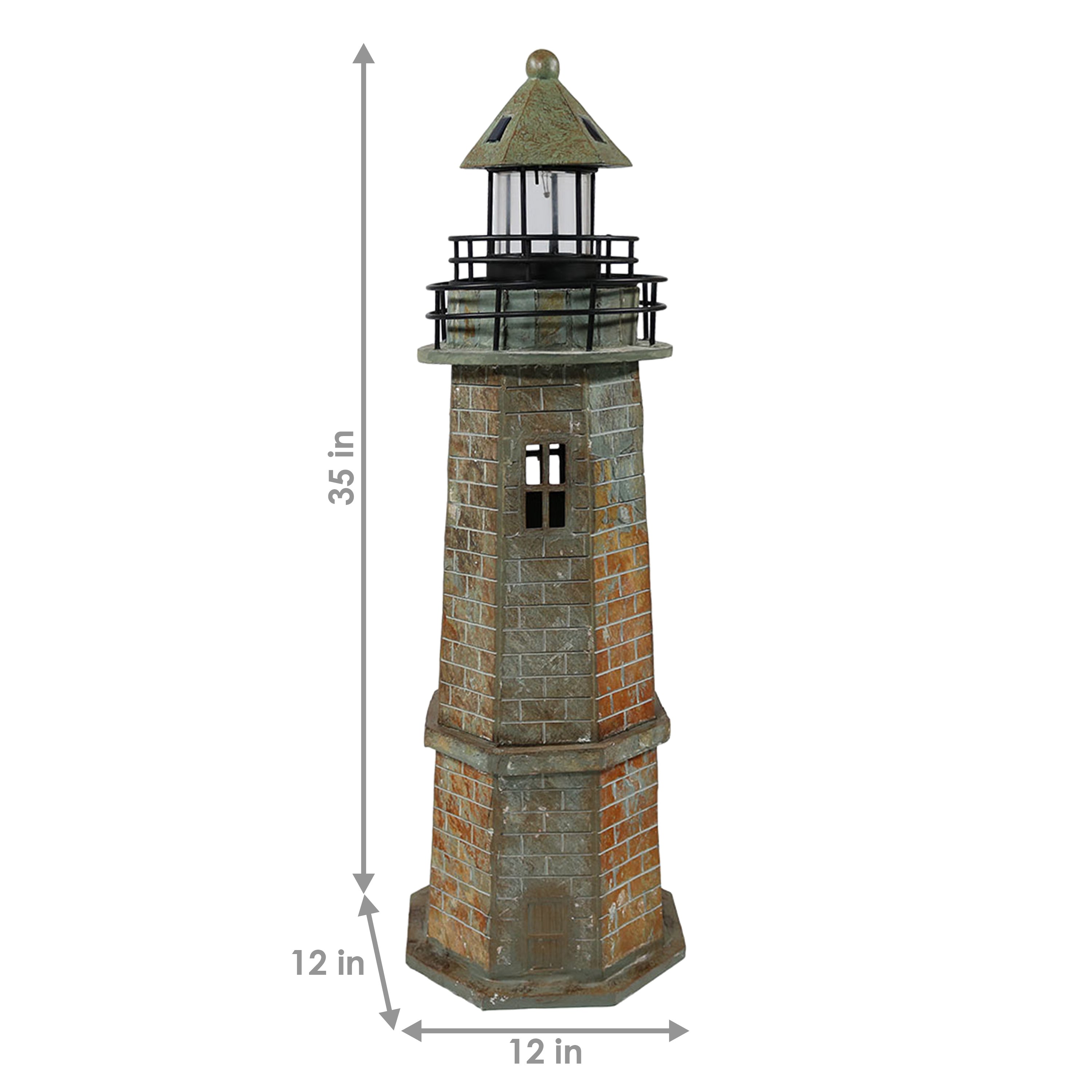 Sunnydaze Outdoor Backyard Garden Nautical Lighthouse Solar LED Pathlight Statue Figurine - 35" - Brick