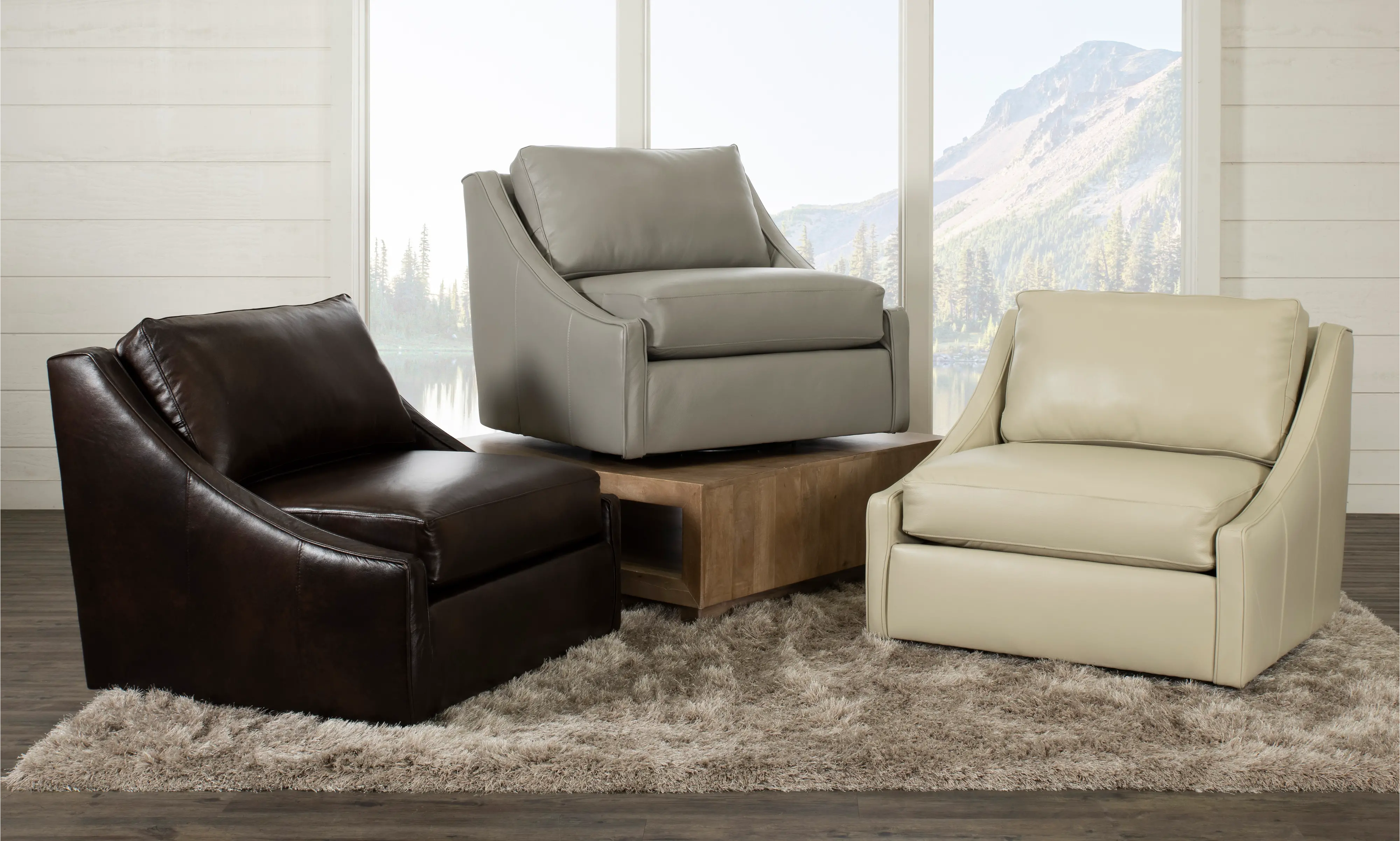 Romee Brown Leather Swivel Accent Chair