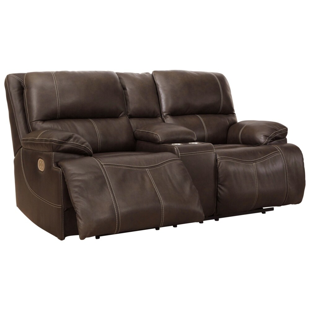 Signature Design by Ashley Ricmen Leather Power Dual Adjustable Reclining Loveseat