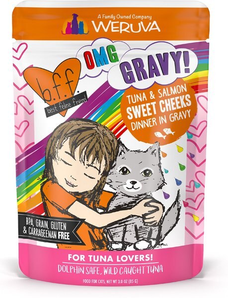 BFF Tuna and Salmon Sweet Cheeks Dinner in Gravy Wet Cat Food Pouches