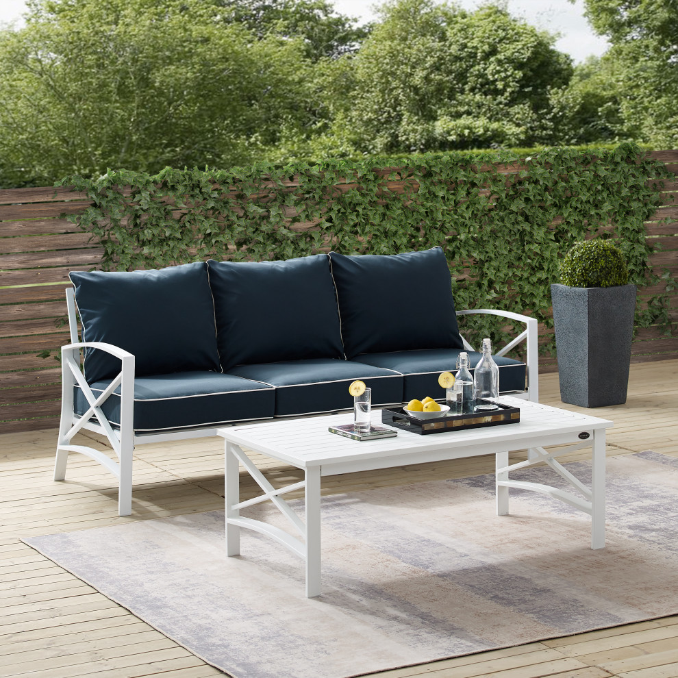 Kaplan 2 Piece Outdoor Sofa Set  Sofa and Coffee Table   Contemporary   Outdoor Lounge Sets   by Crosley  Houzz