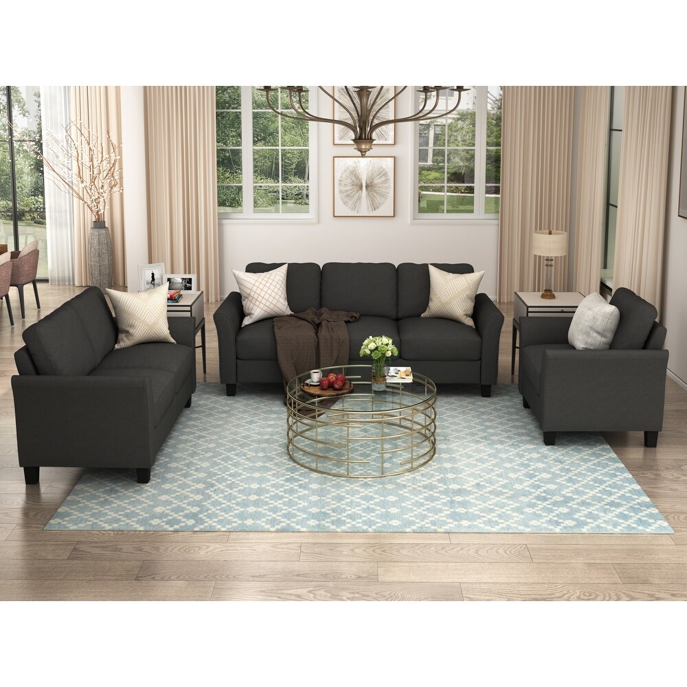 Classic Polyester Blend 3 Piece Sofa Set  Includes Loveseat  Armchair   3 Seat Sofa