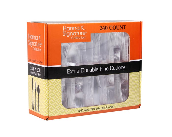 Hanna K Extra Durable Assorted Fine Plastic Cutlery Set，  240 Count  - 80205