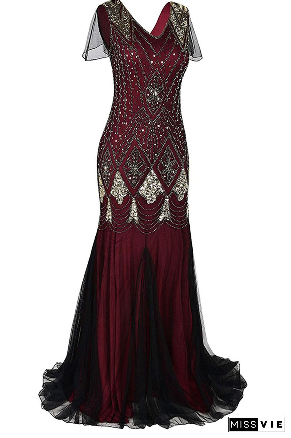 Sequin Lace Maxi Evening Dress Wholesale