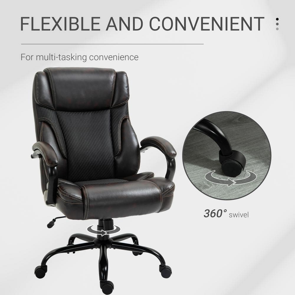 Vinsetto Brown, Big and Tall Ergonomic Executive Office Chair High Back Adjustable Computer Task Chair Swivel PU Leather 921-462