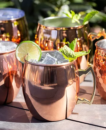 Cambridge Smooth Copper Moscow Mule Mugs Set of 4