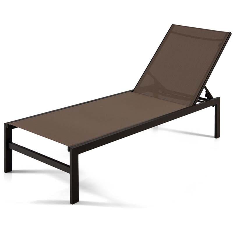 Quick-drying Fabric Sun Lounger for Pool Deck Patio Beach Lawn, 6-Position Aluminium Outdoor Chaise Lounge Chair