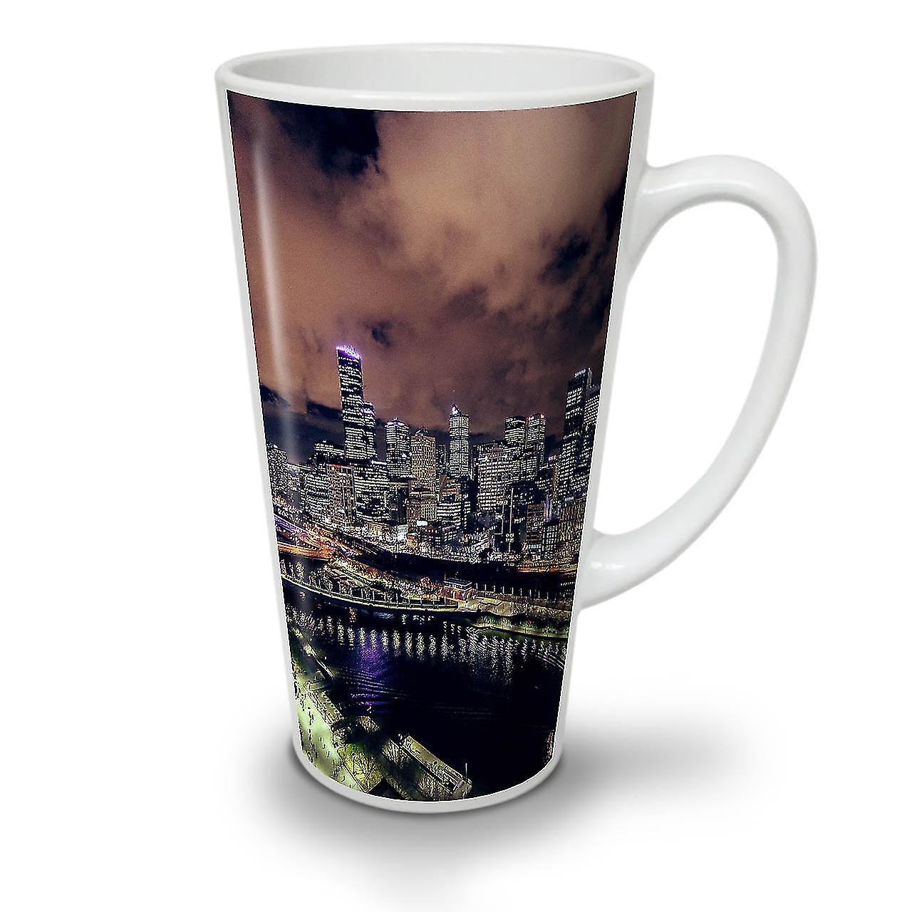 Night Metropolis NEW White Tea Coffee Ceramic Latte Mug 17 oz | Wellcoda