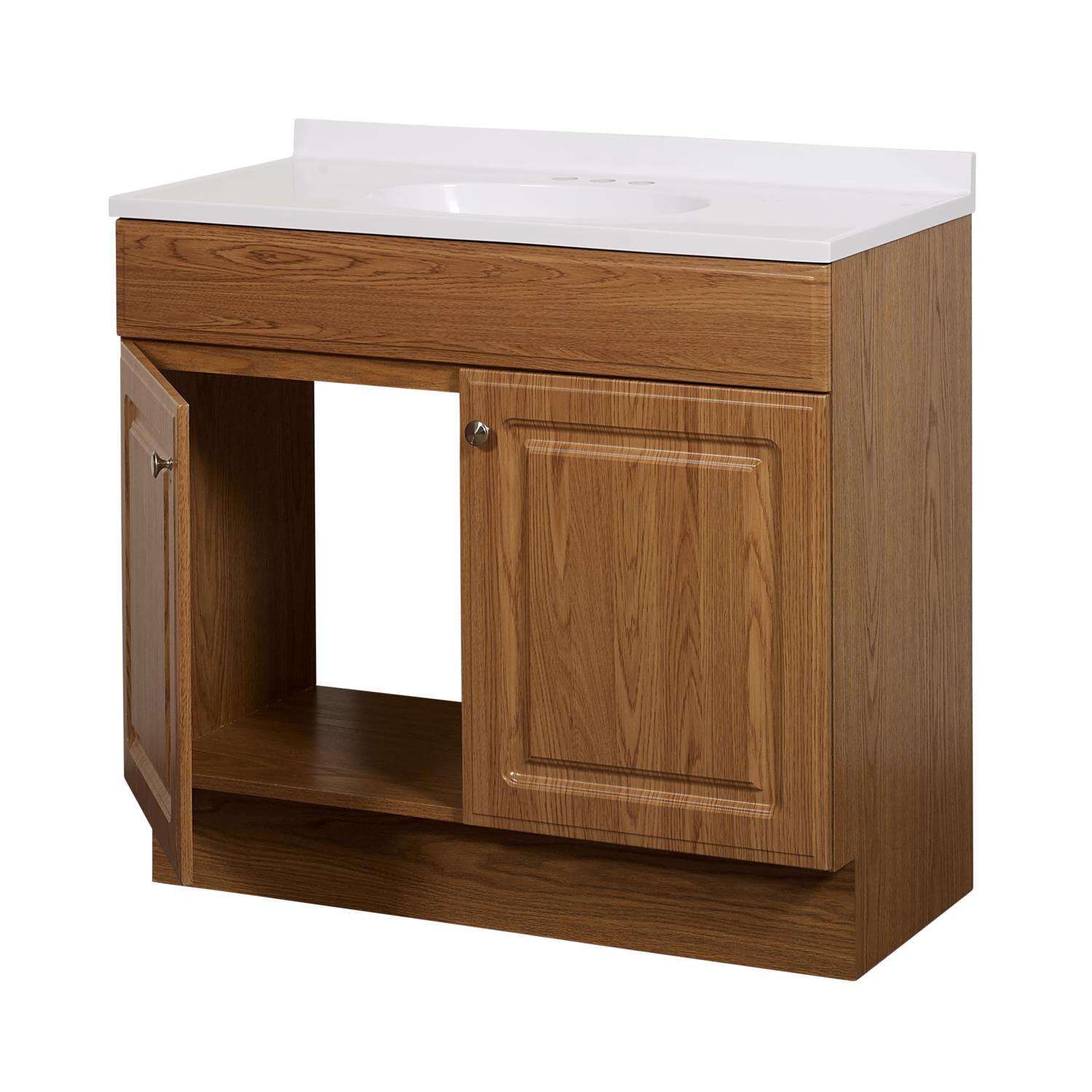 Zenna Home Single Oak Vanity Combo 36 in. W X 18 in. D X 35 in. H