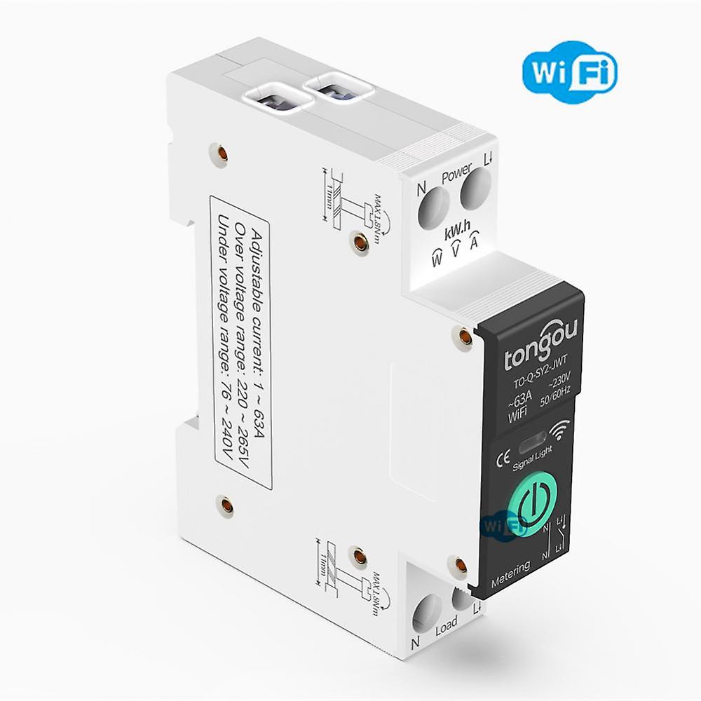 Tuya Wifi/zigbee Mcb Smart Circuit Breaker Over Current Under Voltage Protection Power Metering