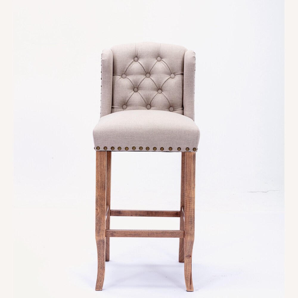 Bar Chairs with Tufted Upholstered Set of 2