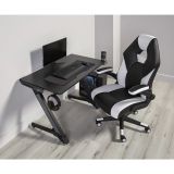 RS Gaming RGX Faux Leather High-Back Gaming Chair， Black/White， BIFMA Certified