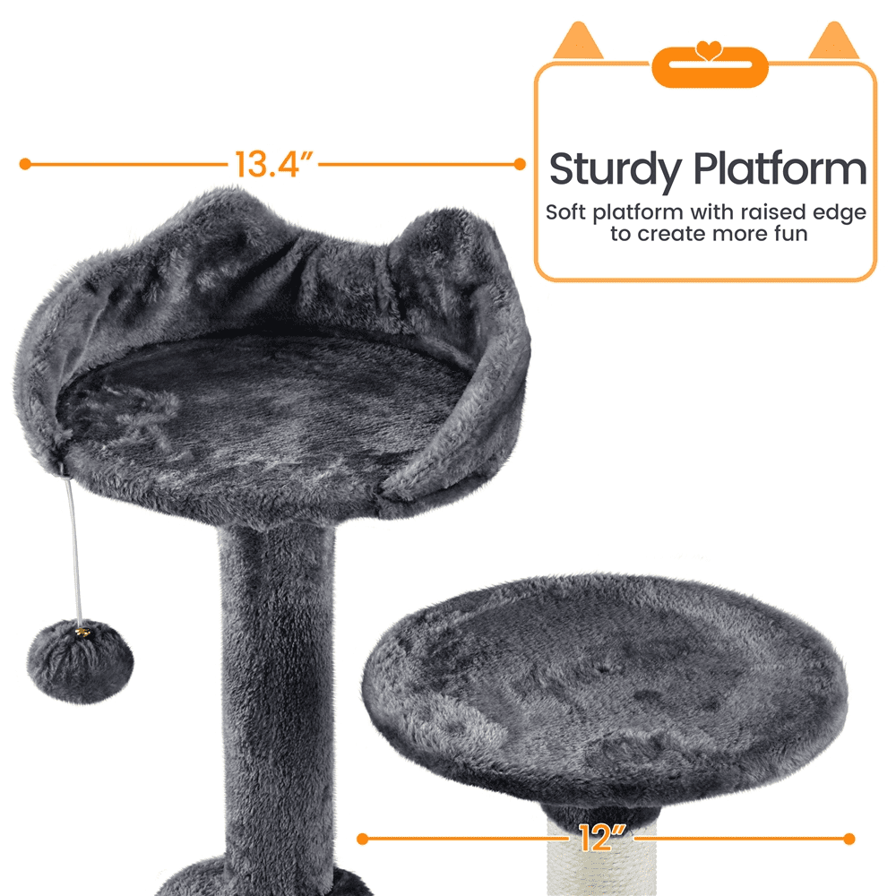 SMILE MART 69-inch Multilevel Cat Tree Towers with Double Condo for Cats Kittens， Dark Gray