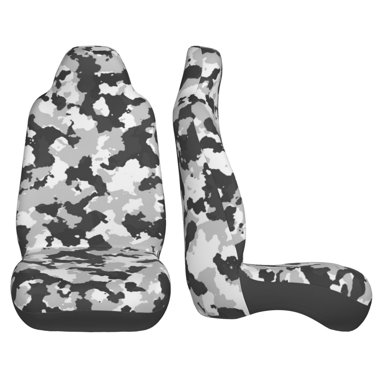 LNWH Car Seat Covers， Snow Camouflage Texture Pattern Car Interior Seat Covers - Universal Fit Most Cars， SUV， Trucks， 2pcs Car Seat Protectors