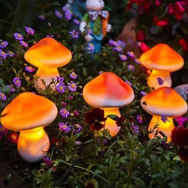 3 PCS Solar Garden Light Outdoor Lawn Light Simulation Mushroom Light Villa Decoration Waterproof Ground Light Small Night Light Landscape Lighting