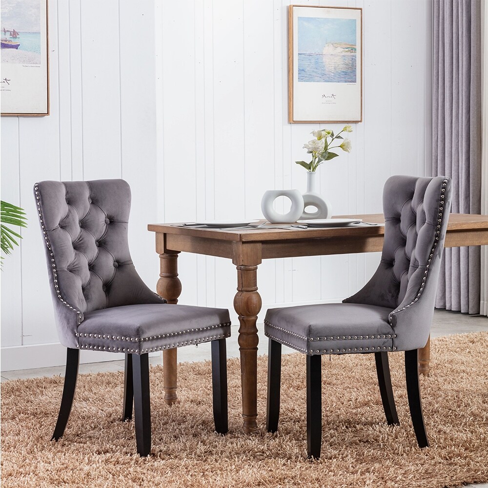 Tufted Solid Wood Velvet Upholstered Dining Chair