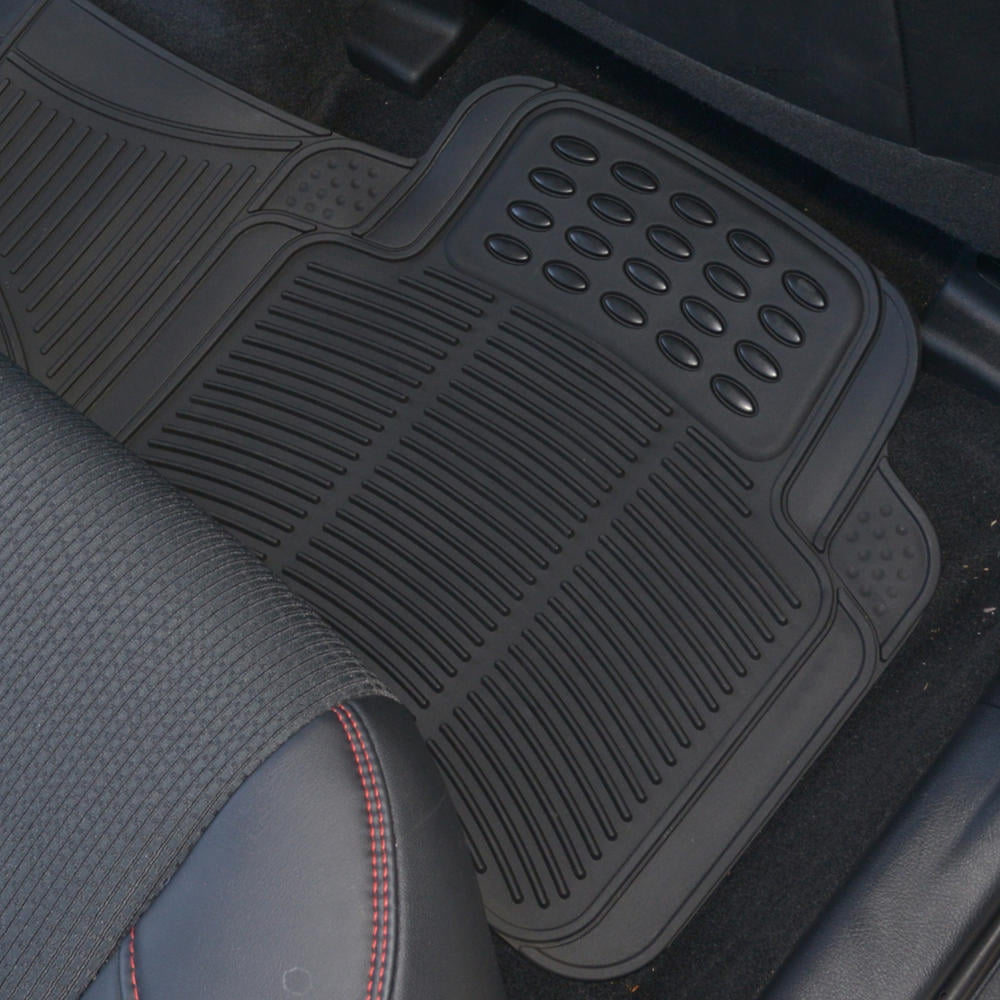 BDK 1-Piece Ridged Rubber Floor Mats Car SUV， Van and Truck Trimmable Liner