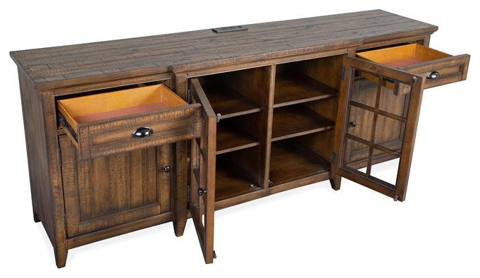 Bay Creek 80 quotEntertainment Console Toasted Nutmeg   Farmhouse   Entertainment Centers And Tv Stands   by Homesquare  Houzz