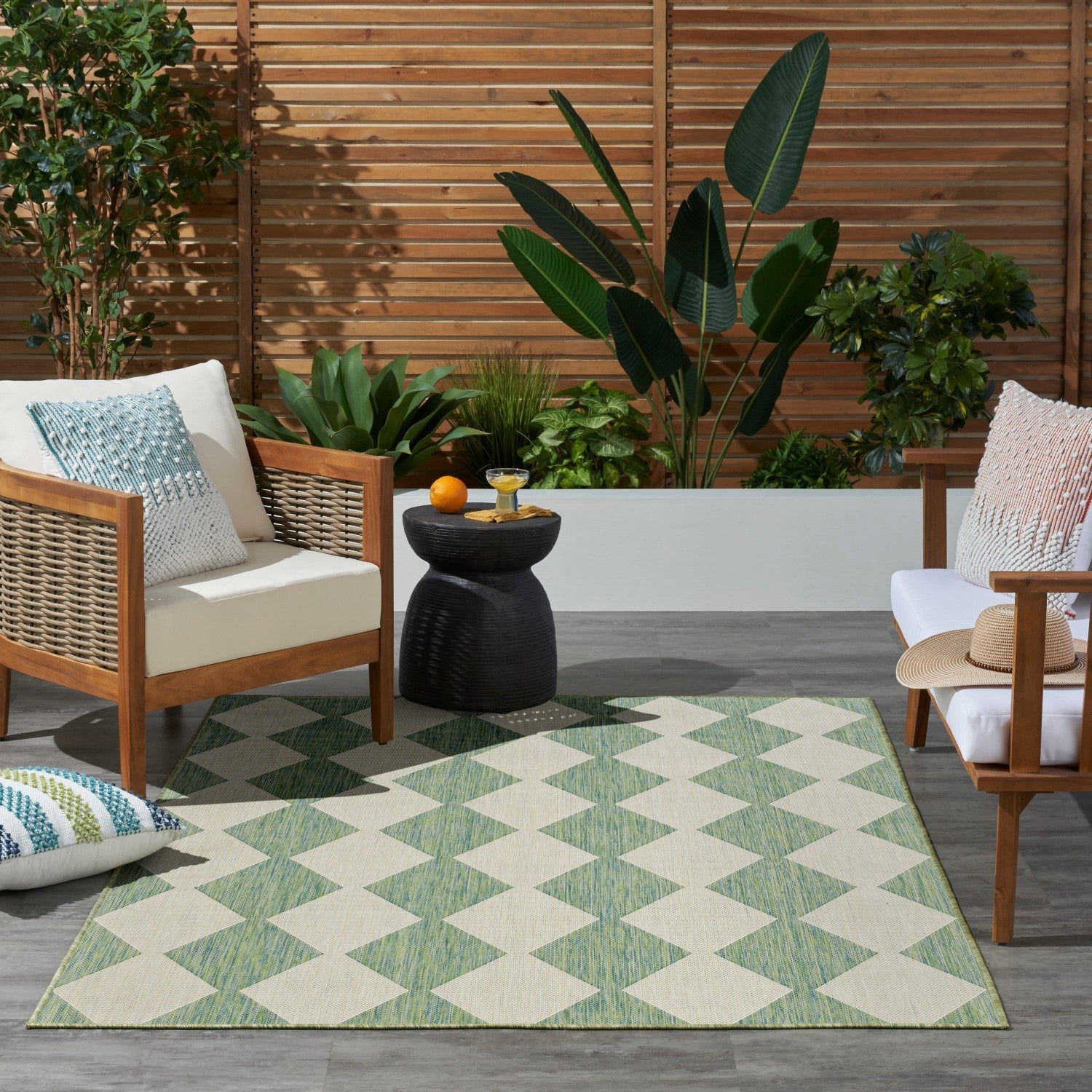 Positano Indoor/Outdoor Blue/Green Geometric Rug