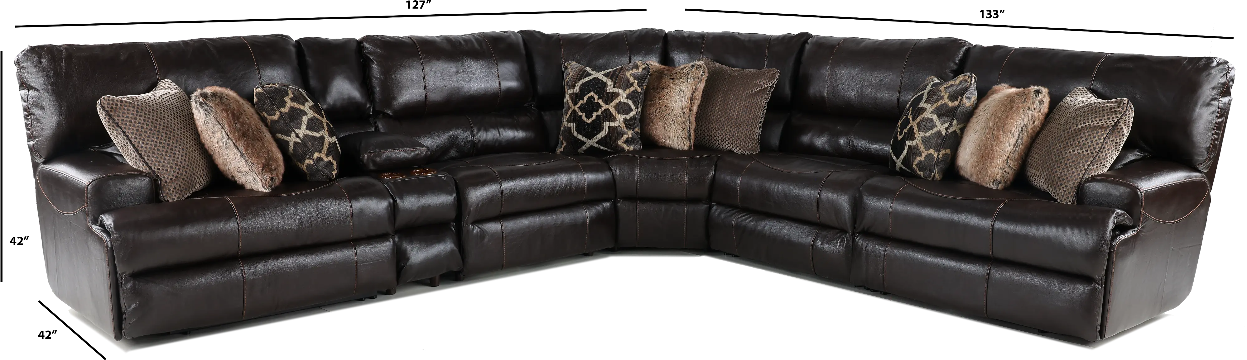 Chocolate Brown 6 Piece Reclining Sectional