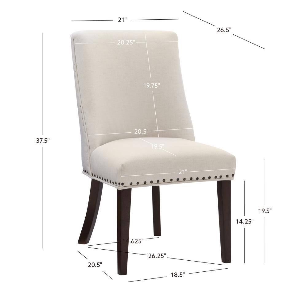 Powell Company Alessio Natural Linen Like Polyester Upholstered Dining Chair and Espresso Legs (Set of 2) HD1677DC21