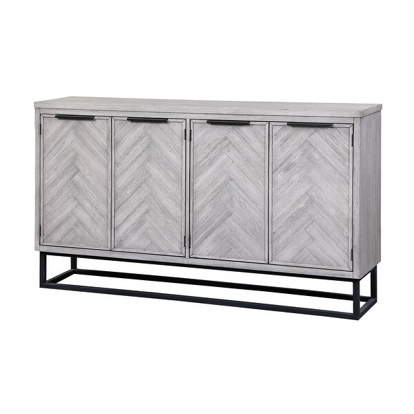 Somette Aspen Court II Herringbone White Rub Four Door Media Credenza - 66