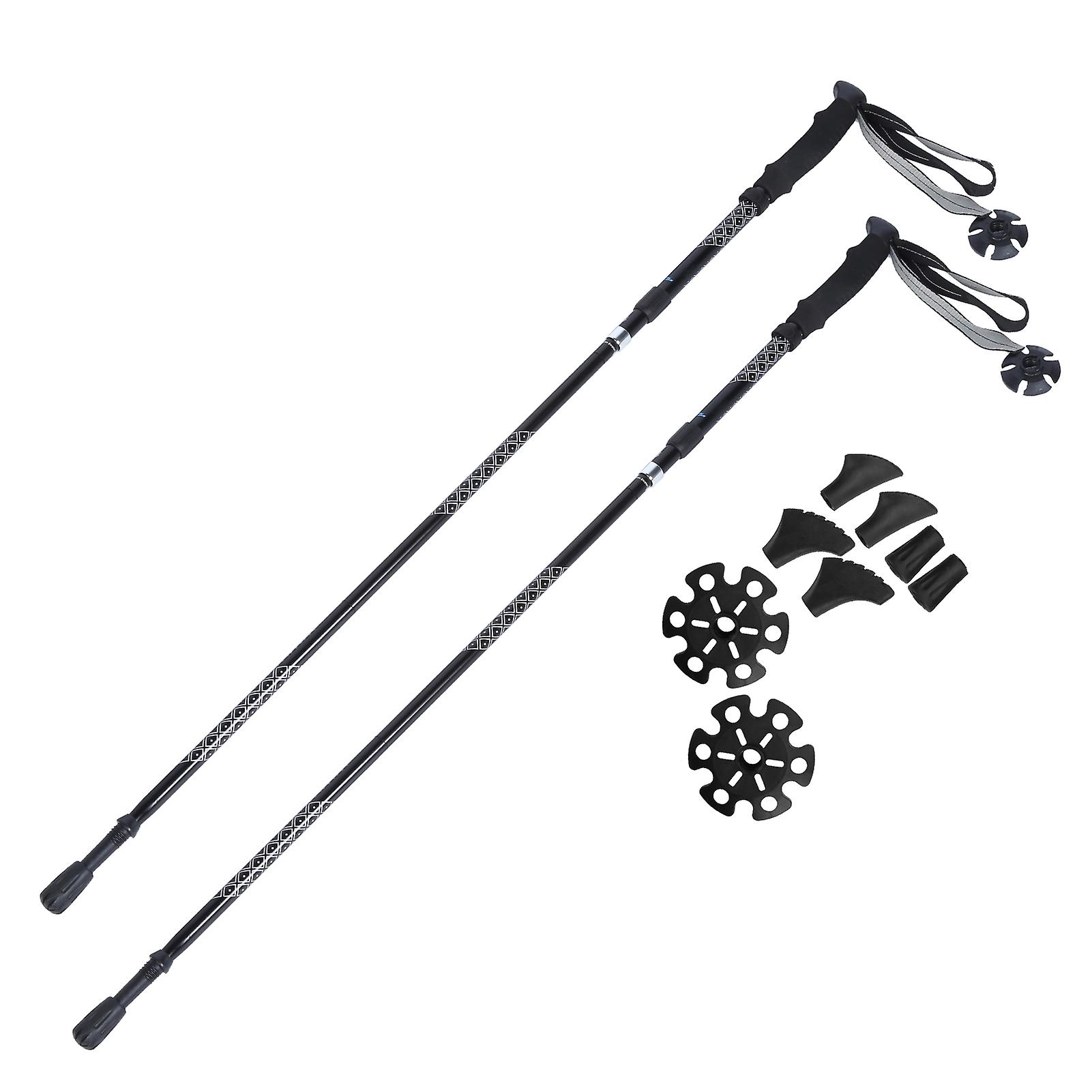 1pair 5sections Folding Damping Alpenstock Inner Lock Telescopic Hiking Walking Sticks