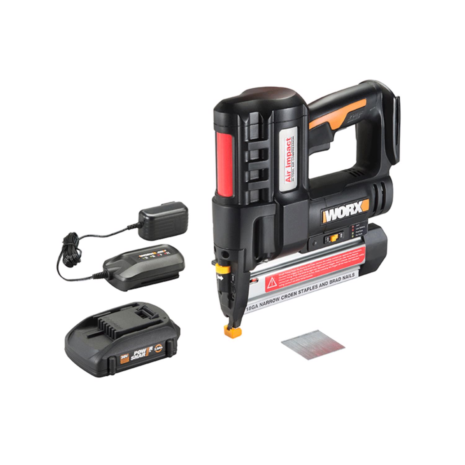 Worx 18 Ga. Cordless Brad Nailer and Staple Gun Kit (Battery \u0026 Charger) 20 V