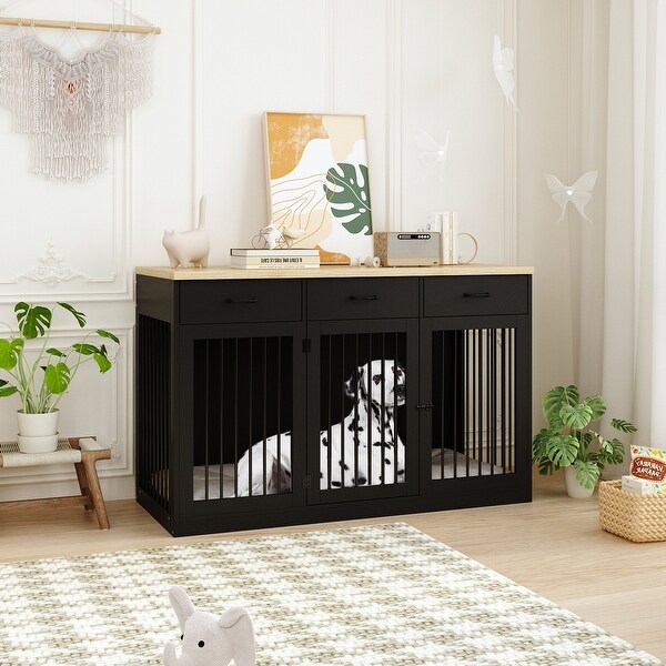 Modern Large Dog Crate with Storage Drawers