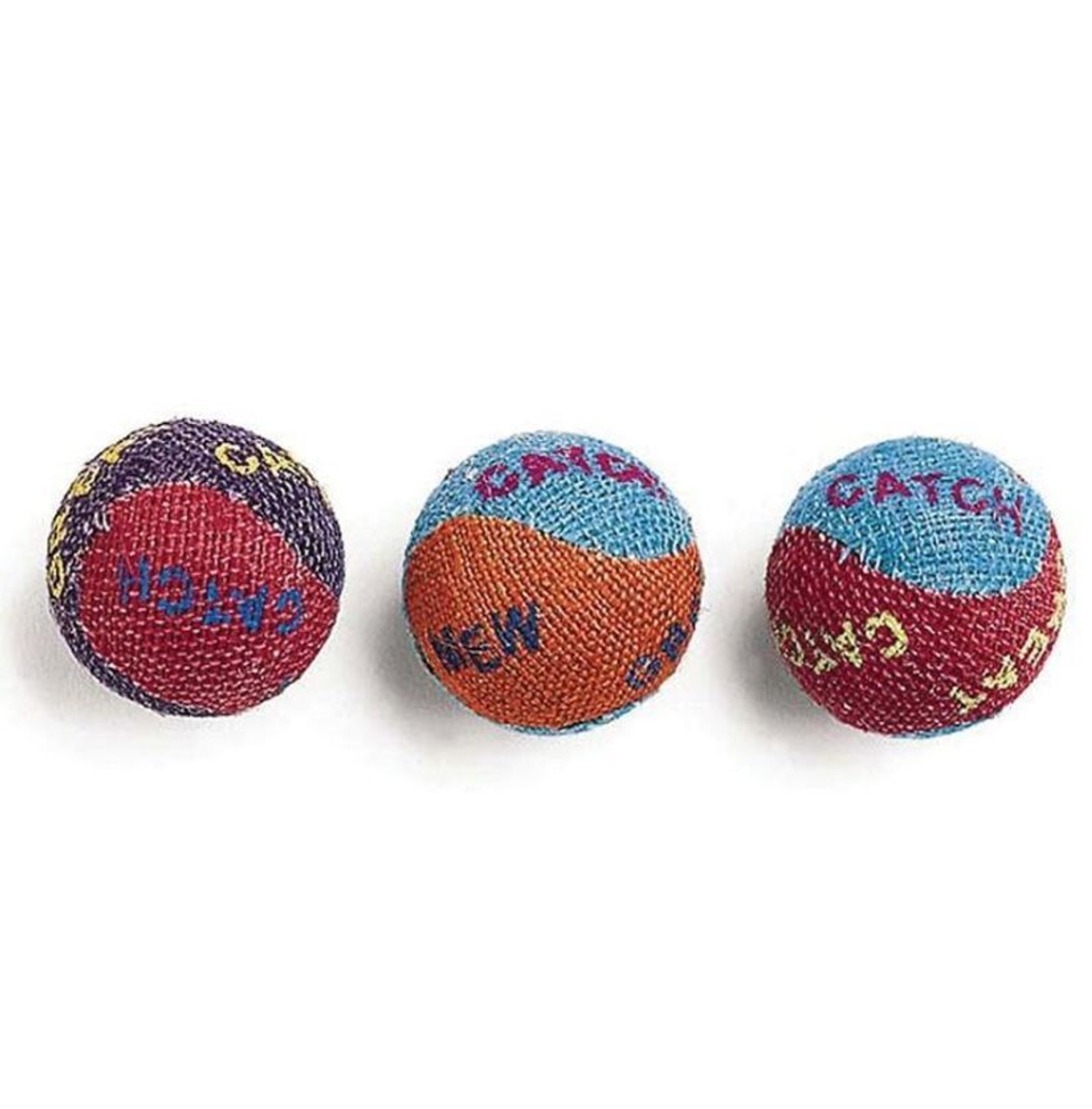 Ethical Pet Spot Colored Burlap Balls Cat Toys 3 Count Pack