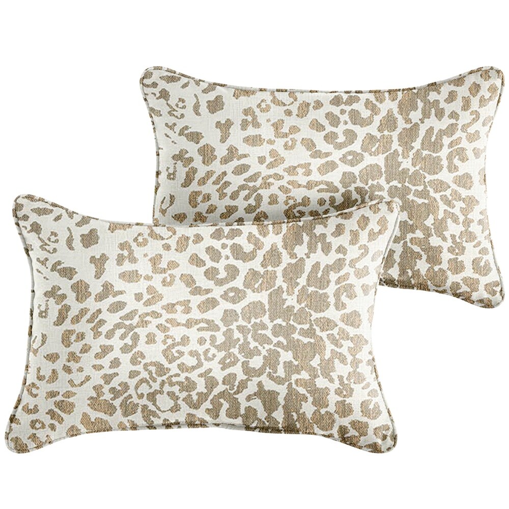 Sunbrella Tan Leopard Indoor/Outdoor Pillows  Set of 2  Corded