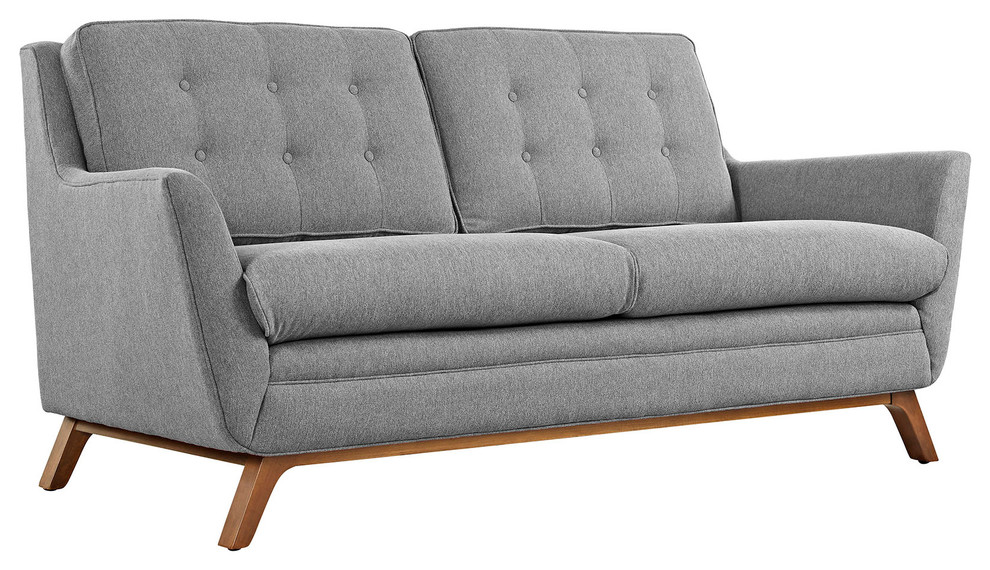 Modern Contemporary Fabric Loveseat   Gray  Fabric   Midcentury   Loveseats   by House Bound  Houzz