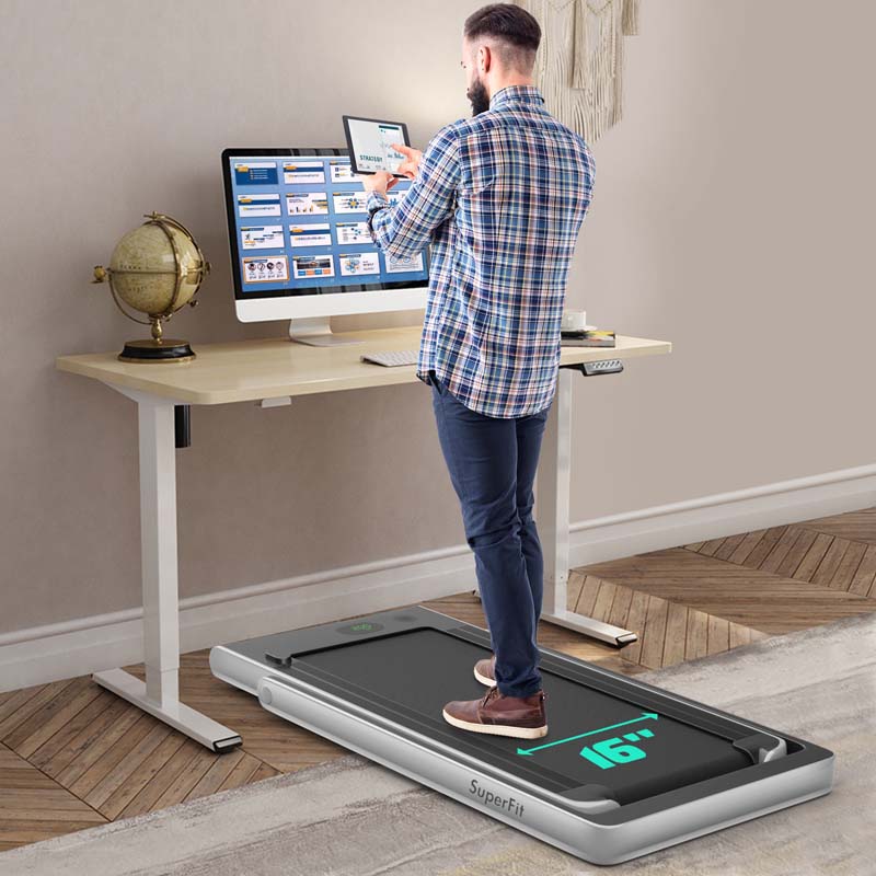 2 in 1 Folding Electric Treadmill for Home Gym, 2.25HP Under Desk Treadmill, Portable Walking Running Machine with Bluetooth Speaker