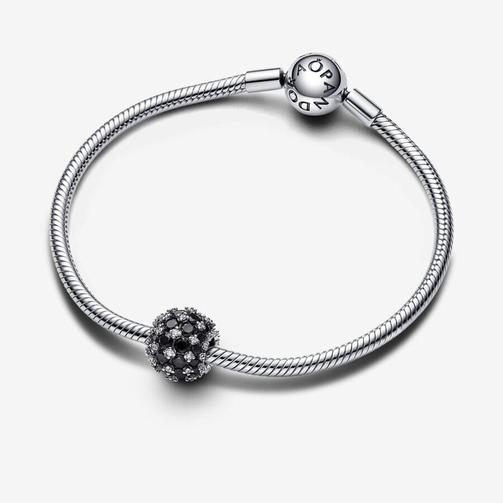 PANDORA  Sparkling Pavé Round Black Charm - Sterling Silver