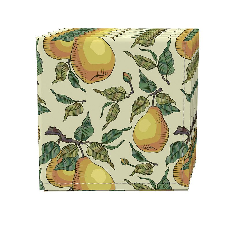 Napkin Set， 100% Polyester， Set of 4， 18x18， Painted Pear Tree