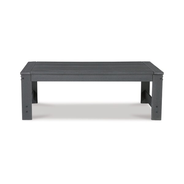 Wigo 48 Inch Outdoor Coffee Table，Slatted Top，Modern Style，Charcoal Gray