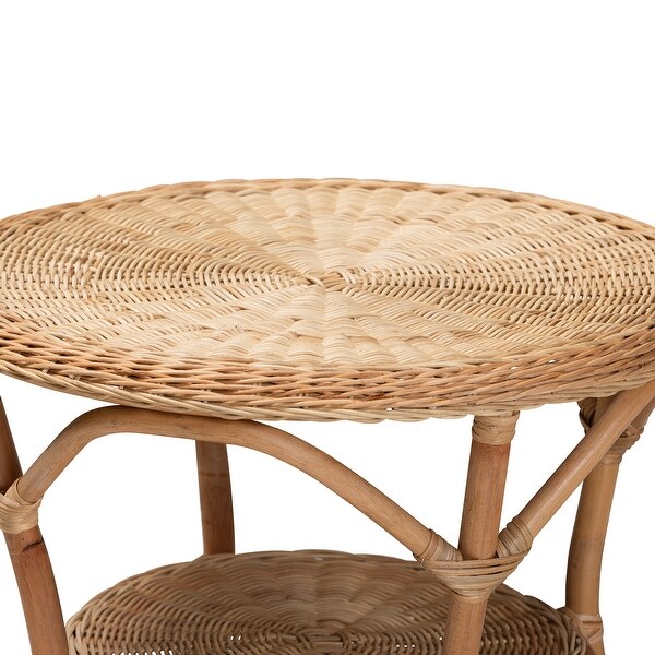 Abbey Modern Bohemian Natural Brown Antique Rattan Coffee Table