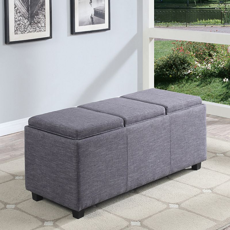 Simpli Home Avalon Rectangular Upholstered Storage Ottoman