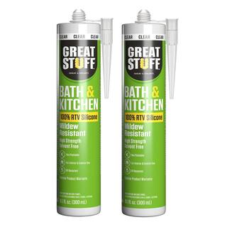 GREAT STUFF 10.1 fl. oz. Clear Bath and Kitchen General Purpose 100% RTV Silicone Sealant (2-Pack) 99BATH3004X02