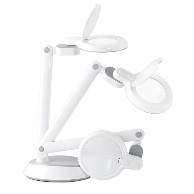 Folding Mag Desk Lamp White includes Led Light Bulb Ottlite