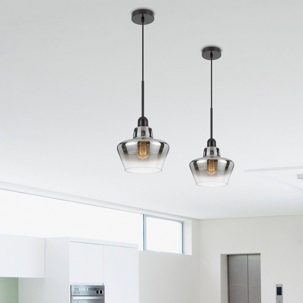 1 Light Metal Contemporary Pendant Matte Black Cal Lighting