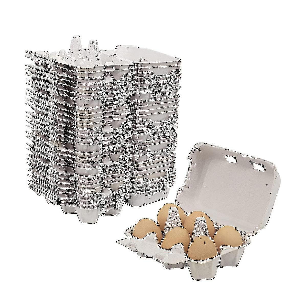 30 Pieces Paper Egg Cartons For Chicken Eggs Pulp Fiber Holder Bulk Holds 6 Count Eggs Farm Market